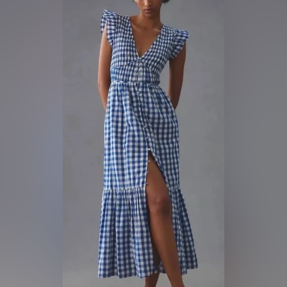 Anthropologie Blue Gingham Dress